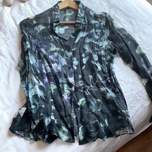 Theory Silk Blouse (Moody Floral)